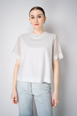 Peserico Stretch Cotton T-Shirt with Silk Voile Back in White Vancouver. Shop Online or in Store.