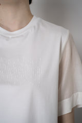 Peserico Stretch Cotton T-Shirt with Silk Voile Back in White Vancouver. Shop Online or in Store.