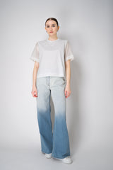 Peserico Stretch Cotton T-Shirt with Silk Voile Back in White Vancouver. Shop Online or in Store.