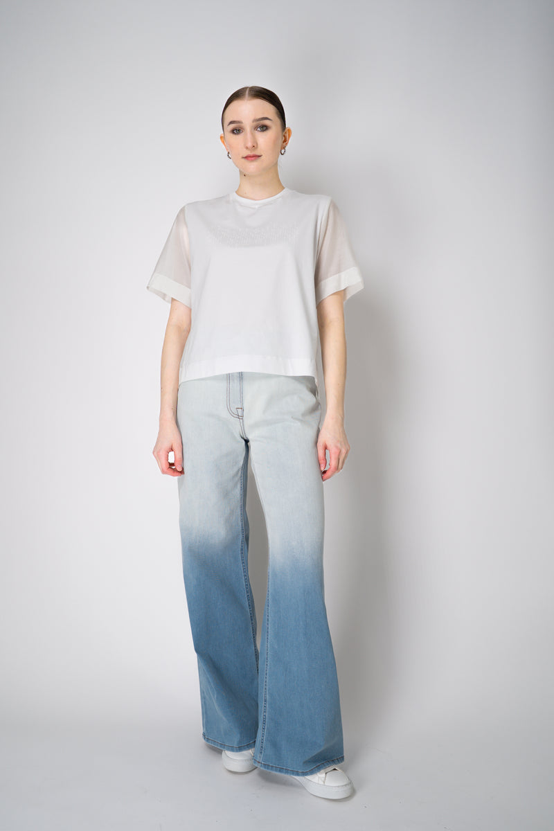 Peserico Stretch Cotton T-Shirt with Silk Voile Back in White Vancouver. Shop Online or in Store.