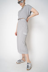 Peserico Stretch Knit Lurex Cargo Midi Skirt in Silver Vancouver. Shop Online or in Store.