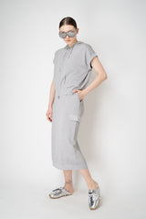 Peserico Stretch Knit Lurex Cargo Midi Skirt in Silver Vancouver. Shop Online or in Store.