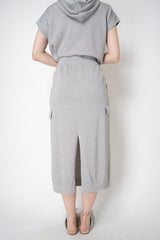 Peserico Stretch Knit Lurex Cargo Midi Skirt in Silver Vancouver. Shop Online or in Store.