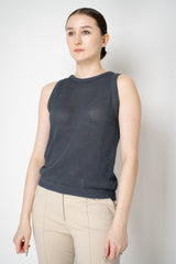 Peserico Stretch Knit Open Work Tank Top in Slate Grey Vancouver. Shop Online or in Store.