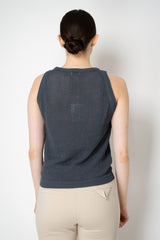 Peserico Stretch Knit Open Work Tank Top in Slate Grey Vancouver. Shop Online or in Store.