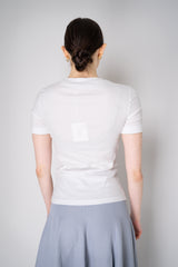 Peserico Stretch Ribbed Jersey T-Shirt with Brilliant Beading Neckline in White Vancouver. Shop Online or in Store