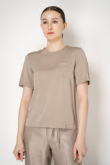 Peserico Stretch Viscose Relaxed T-shirt in Gold Beige Vancouver. Shop Online or in Store.