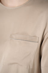Peserico Stretch Viscose Relaxed T-shirt in Gold Beige Vancouver. Shop Online or in Store.