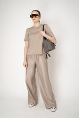 Peserico Stretch Viscose Relaxed T-shirt in Gold Beige Vancouver. Shop Online or in Store.