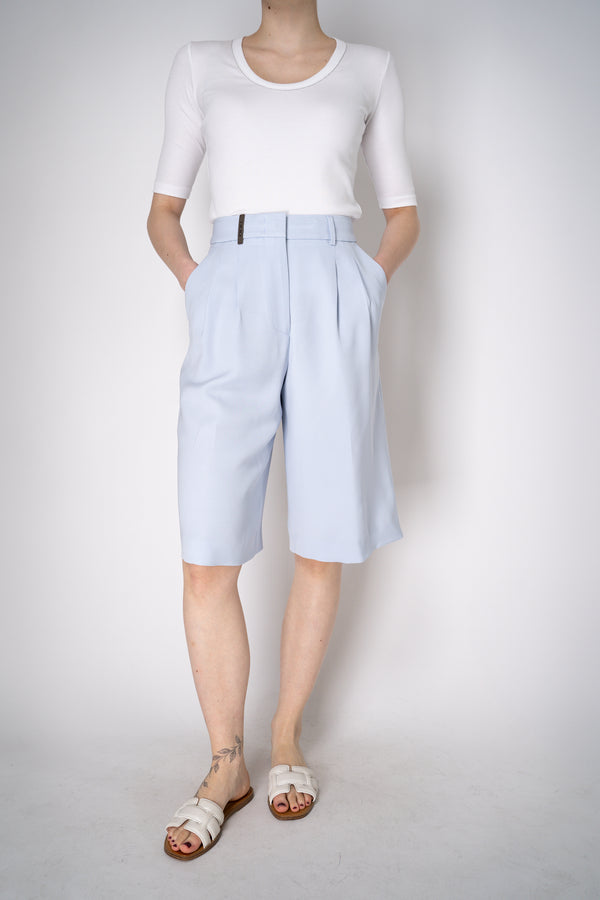 Peserico Tailored Style Bermuda Shorts in Light Blue Vancouver. Shop Online or in Store.