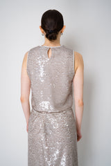 Peserico Translucent Sequin Net Sleeveless Top in Amber Beige Vancouver. Shop Online or in Store.