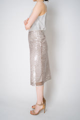 Peserico Translucent Sequin Pencil Skirt in Amber Beige Vancouver. Shop Online or in Store.