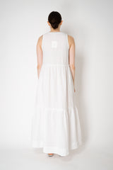 Peserico V-neck Linen Tiered Dress in White Vancouver. Shop Online or in Store.