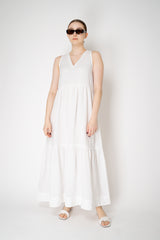 Peserico V-neck Linen Tiered Dress in White Vancouver. Shop Online or in Store.