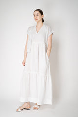 Peserico V-neck Linen Tiered Dress in White Vancouver. Shop Online or in Store.