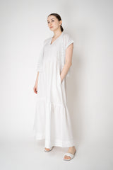 Peserico V-neck Linen Tiered Dress in White Vancouver. Shop Online or in Store.