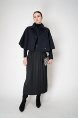 Peserico Virgin Wool Ribbed Lurex Mock Neck Pullover in Navy Vancouver. Shop Online or in Store.