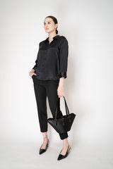 Peserico Viscose Blend Cropped Tapered Leg Trousers in Black Vancouver. Shop Online or in Store.