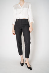 Peserico Viscose Blend Cropped Tapered Leg Trousers in Dark Grey Vancouver. Shop Online or in Store.