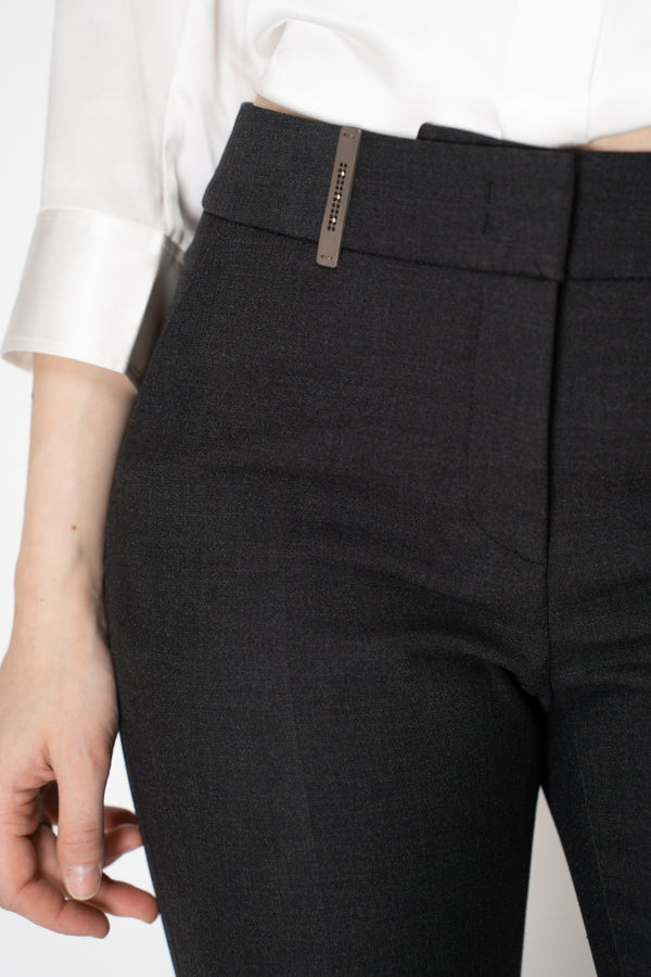 Peserico Viscose Blend Cropped Tapered Leg Trousers in Dark Grey Vancouver. Shop Online or in Store.
