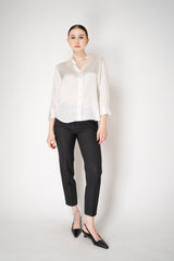 Peserico Viscose Blend Cropped Tapered Leg Trousers in Dark Grey Vancouver. Shop Online or in Store.