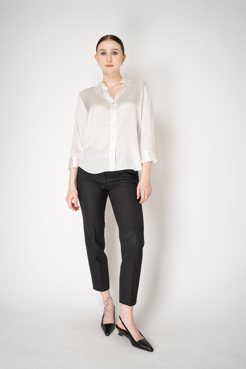 Peserico Viscose Blend Cropped Tapered Leg Trousers in Dark Grey Vancouver. Shop Online or in Store.
