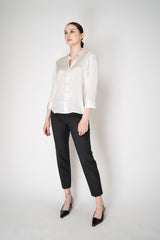 Peserico Viscose Blend Cropped Tapered Leg Trousers in Dark Grey Vancouver. Shop Online or in Store.