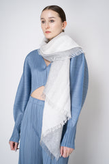 Peserico Viscose Linen Fringed Lurex Scarf in Grey Silver Vancouver. Shop Online or in Store.