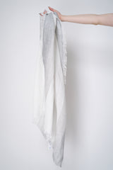 Peserico Viscose Linen Fringed Lurex Scarf in Grey Silver Vancouver. Shop Online or in Store.