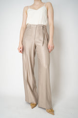 Peserico Viscose Linen Straight Leg Trousers with Beaded Belt in Gold Vancouver. Shop online or in Store