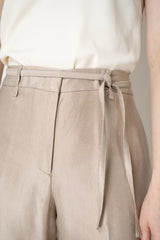 Peserico Viscose Linen Straight Leg Trousers with Beaded Belt in Gold Vancouver. Shop online or in store