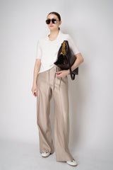 Peserico Viscose Linen Straight Leg Trousers with Beaded Belt in Gold Vancouver. Shop online or in store
