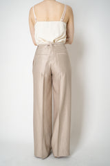 Peserico Viscose Linen Straight Leg Trousers with Beaded Belt in Gold Vancouver. Shop online or in store