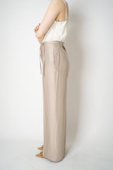 Peserico Viscose Linen Straight Leg Trousers with Beaded Belt in Gold Vancouver. Shop online or in store