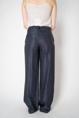 Peserico Viscose Linen Straight Leg Trousers with Beaded Belt in Navy Vancouver. Shop Online or in Store.