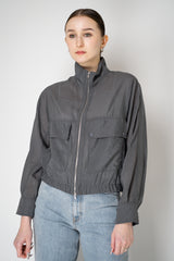 Peserico Viscose Organza Bomber Jacket in Slate Grey Vancouver. Shop Online or in Store.
