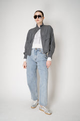 Peserico Viscose Organza Bomber Jacket in Slate Grey Vancouver. Shop Online or in Store.