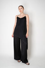 Peserico Wide Leg Pull-On Satin Pants  in Black Vancouver. Shop Online or in Store.
