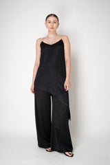 Peserico Wide Leg Pull-On Satin Pants  in Black Vancouver. Shop Online or in Store.