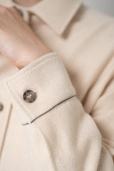 Peserico Wool Cashmere Button-up Flannel Shirt Jacket in Ivory Gold