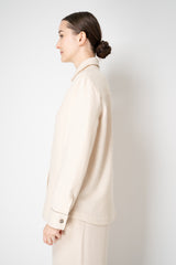 Peserico Wool Cashmere Button-up Flannel Shirt Jacket in Ivory Gold