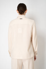 Peserico Wool Cashmere Button-up Flannel Shirt Jacket in Ivory Gold