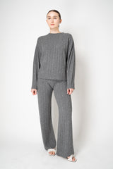 Peserico Wool Cashmere Cable Knit Crew Neck Pullover in Grey with Lurex Vancouver. Shop Online or in Store.