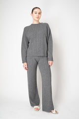 Peserico Wool Cashmere Cable Knit Crew Neck Pullover in Grey with Lurex Vancouver. Shop Online or in Store.