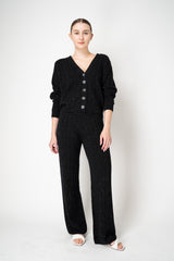 Peserico Wool Cashmere Cable Knit Pull-on Style Straight Leg Pants in Black with Lurex Vancouver. Shop Online or in Store.