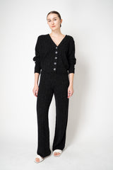 Peserico Wool Cashmere Cable Knit Pull-on Style Straight Leg Pants in Black with Lurex Vancouver. Shop Online or in Store.