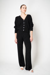 Peserico Wool Cashmere Cable Knit Pull-on Style Straight Leg Pants in Black with Lurex Vancouver. Shop Online or in Store.
