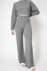 Peserico Wool Cashmere Cable Knit Pull-on Style Straight Leg Pants in Grey with Lurex Vancouver. Shop Online or in Store.