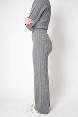 Peserico Wool Cashmere Cable Knit Pull-on Style Straight Leg Pants in Grey with Lurex Vancouver. Shop Online or in Store.