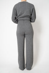 Peserico Wool Cashmere Cable Knit Pull-on Style Straight Leg Pants in Grey with Lurex Vancouver. Shop Online or in Store.
